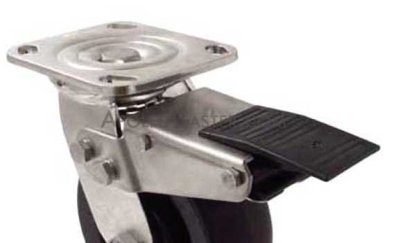 Yoke; Swivel; 6\" x 2\"; Plate (4\"x4-1/2\"; holes: 2-5/8\"x3-5/8\" slots to 3\"x3\"; 3/8\" bolt); Stainless; 1/2\" Bore; 2-7/16\" Hub Length; Total Lock (Item #87443)