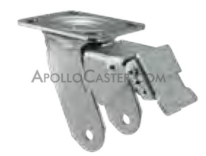 Yoke; Swivel; 4\" x 2\"; Plate (4\"x4-1/2\"; holes: 2-5/8\"x3-5/8\" slotted to 3\"x3\"; 3/8\" bolt); 1/2\" Bore; 1250#; Total Lock (Trailing side). Fits most 4x2 wheels (Item #88963)