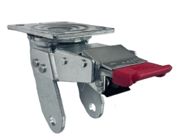 (image for) Yoke; Swivel; 6" x 2"; Top Plate (4"x4-1/2"; holes: 2-5/8"x3-5/8" slotted to 3"x3"; 3/8" bolt); Zinc; 1/2" Bore; 2-7/16" Hub Length; 900#; Trailing Total Lock (Item #88189)