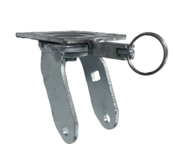 (image for) Yoke; Swivel; 6" x 2"; Plate (4"x4-1/2"; holes: 2-5/8"x3-5/8" slotted to 3"x3"; 3/8" bolt); Zinc; 1/2" Bore; 2-7/16" Hub Length; 1250#; Position Lock (4-way) (Item #88833)