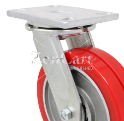 (image for) Yoke; Swivel; 8" x 2"; Plate (4-1/2"x6-1/4"; holes: 2-7/16"x4-15/16" slots to 3-3/8"x5-1/4"; 1/2" bolt); Prec Tprd Raceway; 1/2" Bore; 2-1/2" Hub Length; 2000# (Item #87100)