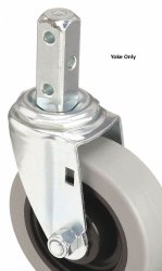 Yoke, Axle & Nut; Swivel; 5" x 1-1/4"; Square Stem (3/4" x 2-1/8"; three 17/64" holes at 1/2"; 1-1/8" and 1-3/4"); Zinc; 3/8" Bore; 1-9/16" Hub Length; 300# (Item #86986)