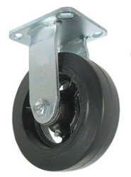 Caster; Rigid; 6 x 2; Rubber on Cast Iron; Plate; 4x4-1/2; hole spacing: 2-5/8x3-5/8 (slotted to 3x3); 3/8 bolt; Roller Brng; 450#; Wheel Seal (Item #66793)