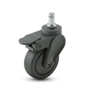 (image for) Caster; Swivel; 4" x 15/16"; PolyU on PolyO (Bk/Bk); Grip Ring (7/16" x 7/8"); Black GFN; Delrin Bushing; 125#; Pedal Brake (Item #66279)