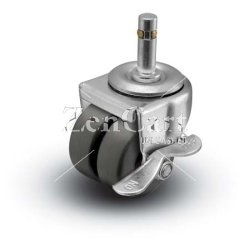 (image for) Caster; Dual Wheel; Swivel; 2" x 7/8" (x2); Polyolefin; Grip Ring (7/16" x 1-7/16"); Zinc; Plain bore; 225#; Side friction brake (Item #66324)