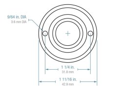 (image for) Ball Transfer; Low Profile; 5/8" Steel ball; Flange (1-11/16" diameter; two 1/8" holes: 1-1/4" apart); Carbon Steel flange; 20#; 3/8" profile (Item #88815)