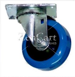 (image for) Caster; Swivel; 2" x 1"; PolyU on PolyO (Blue); Plate (1-3/4" x 3"; holes: 1" x 2-1/4"; 1/4" bolt); Zinc; Prec Ball Brngs; 150# (Item #63190)