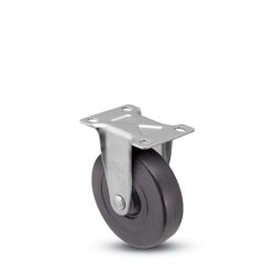 Caster; Rigid; 5" x 1-1/4"; Rubber (Hard; Non-Marking); Plate; 2-5/8x3-3/4; holes: 1-3/4x2-3/4 (slotted to 3); 5/16 bolt; 280# (Item #65218)