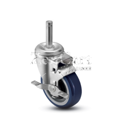 (image for) Caster; Swivel; 3" x 1-1/4"; PolyU on PolyO (Blue); Grip Ring (7/16" x 1-1/4"); Zinc; Ball Brng; 250#; Tread brake; Bearing Cover (Item #66333)