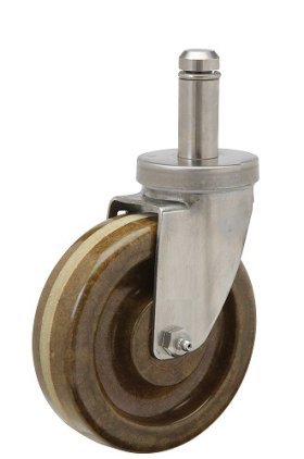 (image for) Caster; Swivel; 4" x 1-1/4"; Phenolic High Temp (BR); Grip Ring (7/16" x 1-3/8"); Zinc; Steel Spanner; 350#; Dust Cover (Mtl); High Temp (550 deg) (Item #63482)