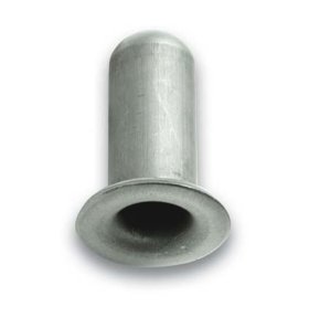 (image for) Socket; Grip Ring: 0.59" O.D. x .7/16" I.D.; 15/16" at flange; Metal; 3/4" Round; .083" wall; fits 7/16" connectors up to 1-7/16" long; for glue or weld-in (Item #89300)