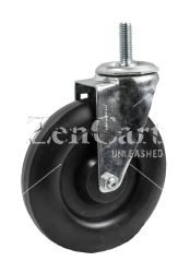 (image for) Caster; Swivel; 4" x 1-1/4"; Crowned Polyolefin; Threaded Stem (1/2"-13TPI x 1-1/2"); Zinc; Delrin Spanner; 200# (Item #66286)