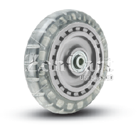 (image for) Skate Wheel; 6" x 1-1/4"; Clear Polyurethane; Ball Brng; 3/8" Bore; 1-9/16" Hub Length; 300# (Item #88410)