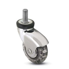 (image for) Caster; Swivel; 3" x 15/16"; Polyurethane (Clear); Threaded Stem (3/8"-16TPI x 1-1/2"); Chrome; Precision Ball Brng; 120#; Hood; Thread guards (Item #65087)