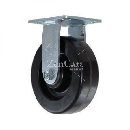 (image for) Caster; Rigid; 6" x 3"; Phenolic; Plate (5-1/4"x7-1/4"; holes: 3-3/8"x5-1/4" slots to 4-1/8"x6-1/8"; 1/2" bolt); Zinc; Roller Brng; 2000# (Item #63402)