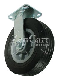 (image for) Caster; Rigid; 10" x 3"; Semi-Pneumatic (Black); Plate (4"x4-1/2"; holes: 2-5/8"x3-5/8" slotted to 3"x3"; 3/8" bolt); Zinc; Ball Brng; 550# (Item #64664)