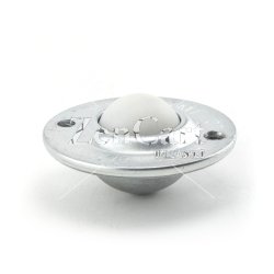 (image for) Ball Transfer; 1"; Nylon Ball; Flange; Round (2-1/4" diameter: two holes: 1-3/4" apart); Carbon Steel housing; 75#; Load height: 5/8"; Recessed depth 5/8" (Item #88854)