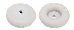 Caster End Bumper; 3-1/4" Diameter; 1" Height; Rubber; 1/2" Hole; Equipped with steel insert. Generally used on the Ends of tubular handles on carts. (Item #87367)