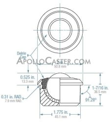 (image for) Ball Transfer; 1-3/16"; Stainless Steel balls; Round Drop-in Base (1-3/4" x15/16"); Stainless Steel Housing; 500#; Plastic Retainer Ring; 0.525" load height. (Item #88343)