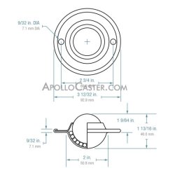 (image for) Ball Transfer; Low Profile; 1-1/2" Stainless Steel ball; Flange (3-11/16" diameter: two 1/4" holes: 2-3/4" apart); CarbonSteel flange; 200#; 1-1/8" profile (Item #88817)
