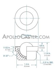(image for) Ball Transfer; 1" Nylon ball; Round Drop-in Base; 1-3/8" diam x 5/8" deep; Carbon Steel; 200#; 5/8" load height (Item #89284)