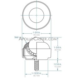 (image for) Ball Transfer; 1" Nylon ball; Threaded Stud; 3/8"-20TPI x 11/16"; Zinc-plated cup and stud; 75#; 1-3/8" load height (Item #89344)