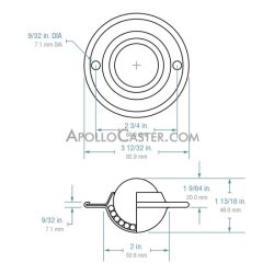 (image for) Ball Transfer; Low Profile; 1-1/2" Nylon ball; Flange (3-11/16" diameter: two 1/4" holes: 2-3/4" apart); Steel housing; 200#; 1-1/8" inch profile (Item #88818)