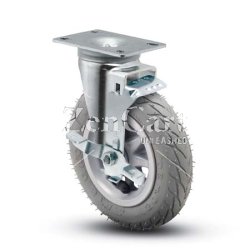 (image for) Caster; Swivel; 6x1-1/4; Flat Free (No Air!) (Grey); Top Plate (2-5/8x3-3/4; holes: 1-3/4x2-3/4 slotted to 3; 5/16 bolt); Zinc; Ball Brng; 150#; Tread brake (Item #67098)