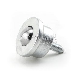 (image for) Ball Transfer; 5/8" Carbon Steel ball; Threaded Stud (1/4"-20TPI x 3/4"); Machined steel housing and stud; 125#; 13/16" load height (Item #88651)