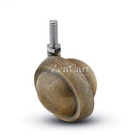 (image for) Caster; Ball; Swivel; 2-1/2"; Metal/ Zinc; Threaded Stem; 3/8"-16TPI x 3/4"; Antique; Acetyl/ Resin Brng; 100# (Item #68302)