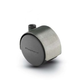 (image for) Caster; Twin; Swivel; 2" (50mm); Nylon; Stemless; Satin Chrome; Zinc Body; 75#; Hood (Receives Shepherd 5/16" x 1-1/4" stem) (Item #68632)