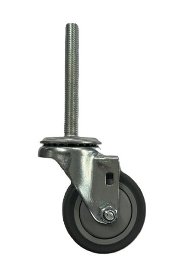 (image for) Caster; Swivel; 3\" x 1-1/4\"; Gray TPR Rubber; Threaded Stem (1/2\"-13TPI x4\"); Zinc; Prec Ball Brngs; 210#; Dust Cover (Plastic); Thread guards (Item #63368)