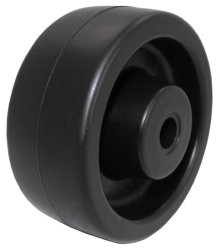 (image for) Caster; Swivel; 5" x 2"; Polyolefin; Plate; 4"x4-1/2"; holes: 2-5/8"x3-5/8" (slotted to 3"x3"); 3/8" bolt; Zinc; Roller Brng; 650#; Wheel Brake (Item #63652)