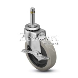 (image for) Caster; Swivel; 5" x 15/16"; Thermoplastized Rubber (Gray on Blk); Grip Ring (7/16"x1-7/16" w/ brass band); Zinc; Nylon Brng; 130#; Tread brake (Item #67131)