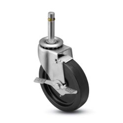 Caster; Swivel; 2-1/2" x 13/16"; Rubber (Hard; Non-marking); Grip Ring (7/16" x 7/8"); Zinc; Plain bore; 95#; Side friction brake (Item #66408)