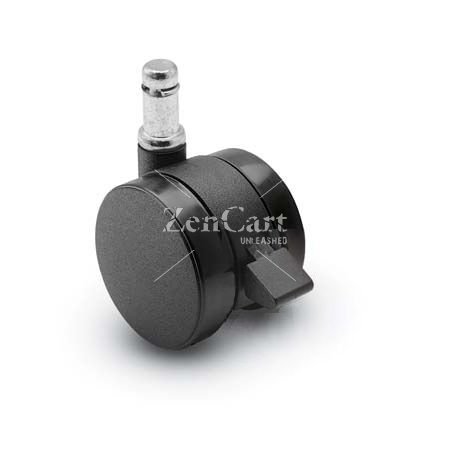 (image for) Caster; Twin; Swivel; 2" (50mm); Nylon; Grip Ring; 7/16"x7/8"; Black; Rivet Brng; 75#; Pedal Lock; Wheel (Item #69319)