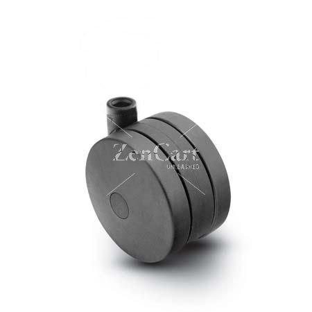 (image for) Caster; Twin; Swivel; 5" (125mm); Polyurethane; Stemless; Black; Rivet; 180# (Receives Shepherd 0.43" x 2-3/4" stem) (Item #68910)