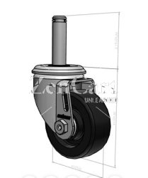 (image for) Caster; Swivel; 4" x 1-1/4"; Polyolefin; Grip Ring (0.845" x 2-3/16"); Zinc; Plain bore; 300#; Dust Cover (Item #63682)