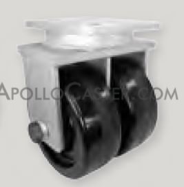 Caster; Rigid; 10\" x Dual 3\"; Phenolic; Plate (5-1/4\"x7-1/4\"; holes: 3-3/8\"x5-1/4\" slots to 4-1/8\"x6-1/8\"; 1/2\" bolt); Zinc; Roller Brng; 5800# (Item #64363)