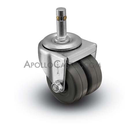 Caster; Dual Wheel; Swivel; 2\" x 7/8\" (x2); Rubber (Hard; Non-marking); Grip Ring (7/16\" x 1-7/16\"); Zinc; Plain bore; 225# (Item #66327)