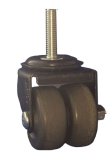 Caster; Dual Wheel; Swivel; 2" x 7/8" (x2); Rubber (Non-marking); Threaded Stem (3/8"-16TPI x 1-1/2"); Black Rig; Plain bore; 225# (Item #65736)