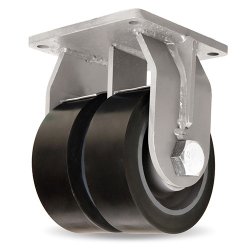 Dual Wheel Caster; Rigid; 12" x 3" (x2); HD Nylon; Plate (6-1/4"x7-1/2": slots to 4-1/2"x6-1/8"; 1/2" bolt); Zinc; Prec Ball Brngs; 14,400# (Item #62609)