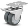 Caster; Dual; Swivel; 2"x13/16" (x2); Gray TPR; Plate (2-5/8"x3": holes:1-5/8"x2" (slots to 2x2-3/8); 5/16 bolt); Prec Ball Brng; 200#; Thread Grds; Total Lock (Item #67306)