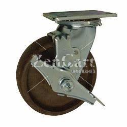 (image for) Caster; Swivel; 3-1/2" x 1-1/4"; Hi-Temp GFN; Plate (3-1/8"x4-1/8": holes: 1-3/4"x2-15/16" slots to 2-3/8"x3-3/8"); SS Top Hats; 300#; (-45 to 425); Brake (Item #62985)