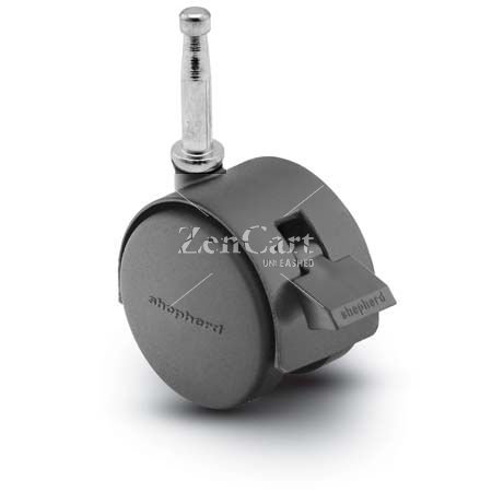 (image for) Caster; Twin; Swivel; 2" (50mm); Nylon; Grip Neck; 5/16"x1-1/2"; Black; Steel Axle; 75#; Pedal Lock; Wheel; Hood (Item #68371)