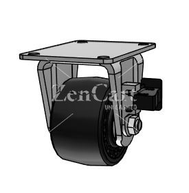 (image for) Caster; Rigid; 3" x 1-13/16"; Polyurethane (Gray); Plate (3-1/8"x4-1/8"; holes: 2-3/8"x3-3/8"; 5/16" bolt); Zinc; Roller Brng; 700#; Sure-Lok brake (Item #64306)