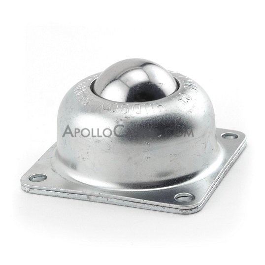 (image for) Ball Transfer; 1-1/2\"; Carbon Steel; Flange (3\" x 3\"; holes: 2-7/16\" x 2-7/16\"; 1/4\" bolt); Carbon Steel; 250#; High Temp; (500 deg) (Item #89241)