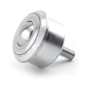 (image for) Ball Transfer; 1-3/16"; Steel Main ball; Threaded Stem (3/8"-16TPI x 1"); Carbon Steel housing; 750#; 17/32" load height; Hi temp (400 deg) (Item #87654)