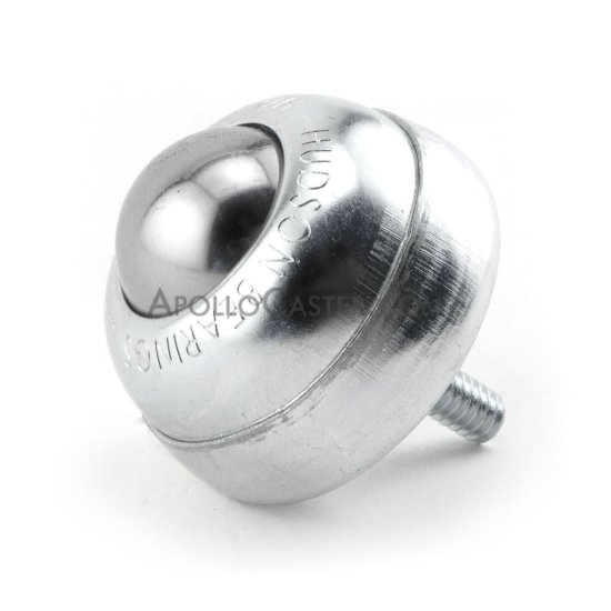 Ball Transfer; 1\"; Carbon Steel ball; Threaded Stud; 1/4\"-20TPI x 11/16\"; Zinc-plated steel housing and stud; 75#; 1-3/8\" load height (Item #89433)