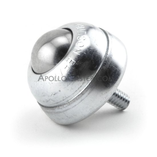 Ball Transfer; 1\"; Carbon Steel ball; Threaded Stud; 5/16\"-18TPI x 11/16\"; Zinc-plated steel housing and stud; 75#; 1-3/8\" load height (Item #89350)